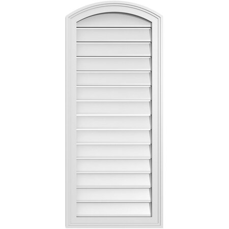 Ekena Millwork Arch Top Surface Mount PVC Gable Vent: Non-Functional, w/2"W x 1-1/2"P Brickmould Frame, 18"W x 40"H GVPAR18X4002SN